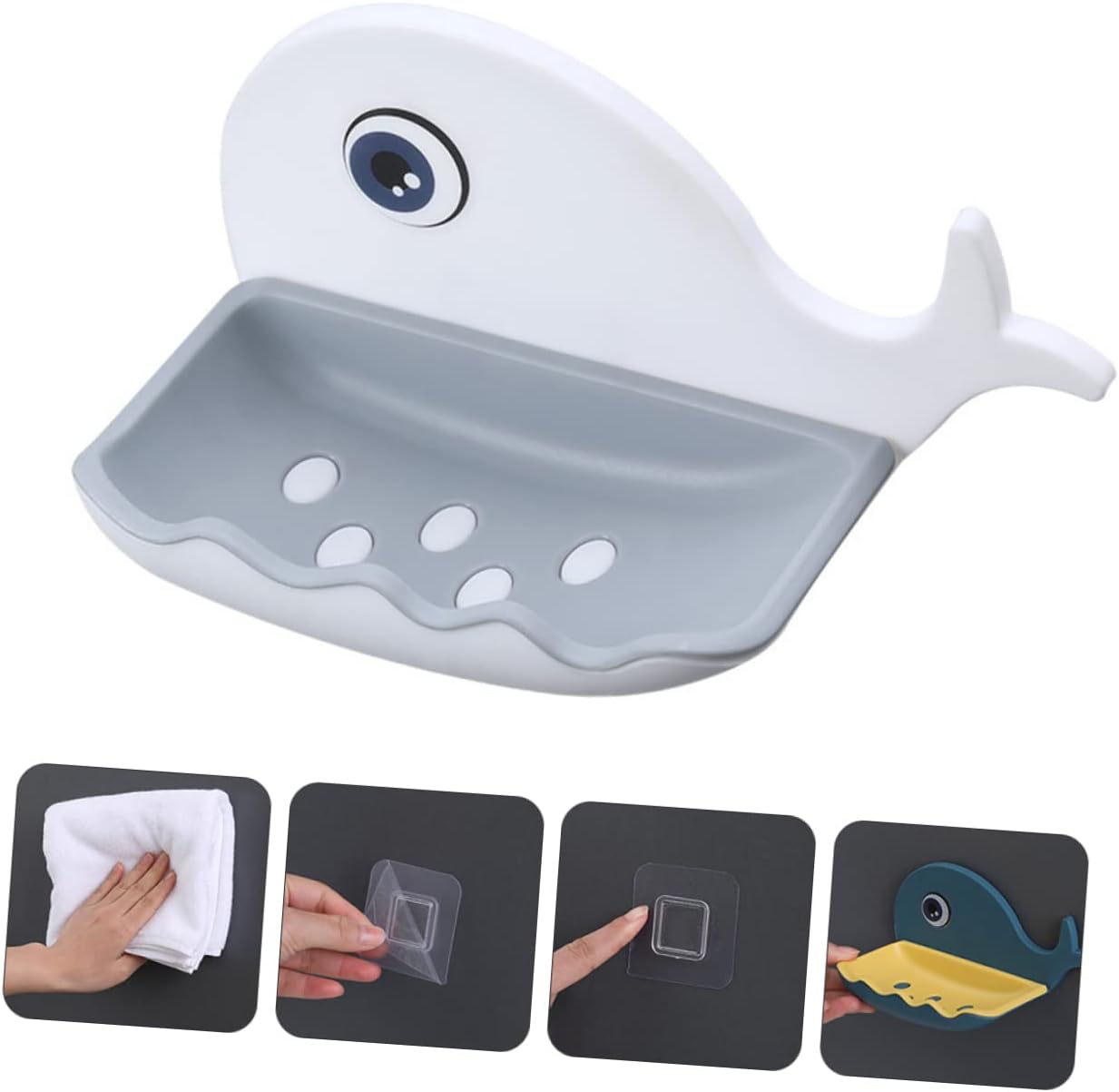 Amosfun Whale Soap Dish Wall-Mounted Holder
