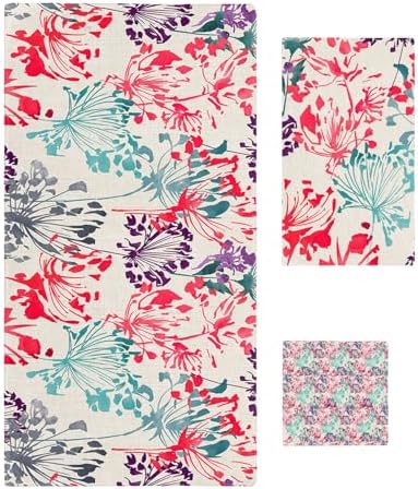 Smile Sunflower 3 Pcs Bath Towels Set with Floral Pattern
