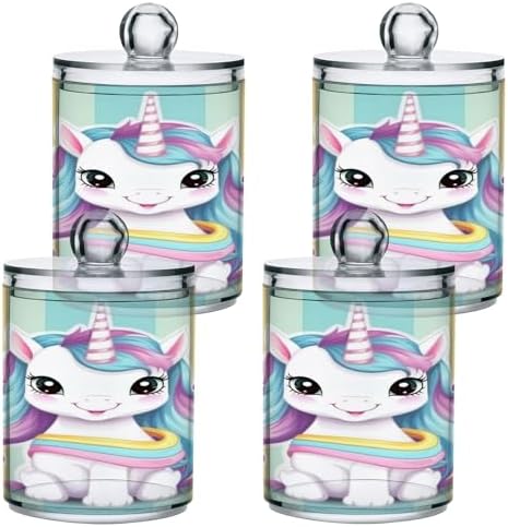 YETTASBIN Clear Storage Jars 2 Pack for Cotton Swabs Bathroom Organization