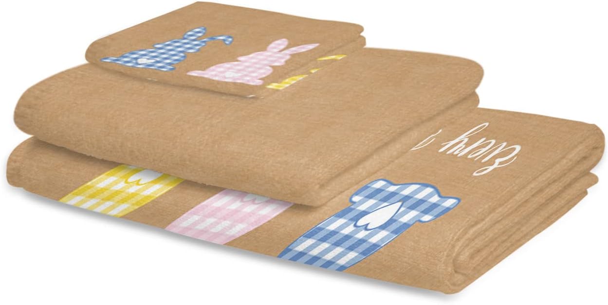 ZOE GARDEN Easter Bunny Plaid Towel Set 1