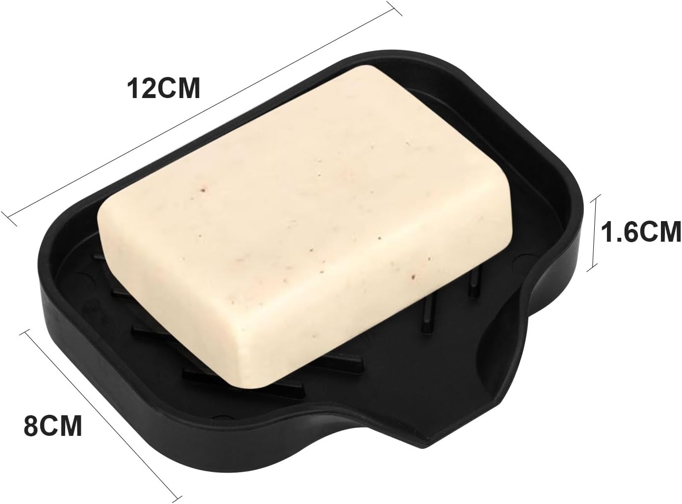 2 Pack Silicone Soap Dishes with Drain Spout Black 491x393