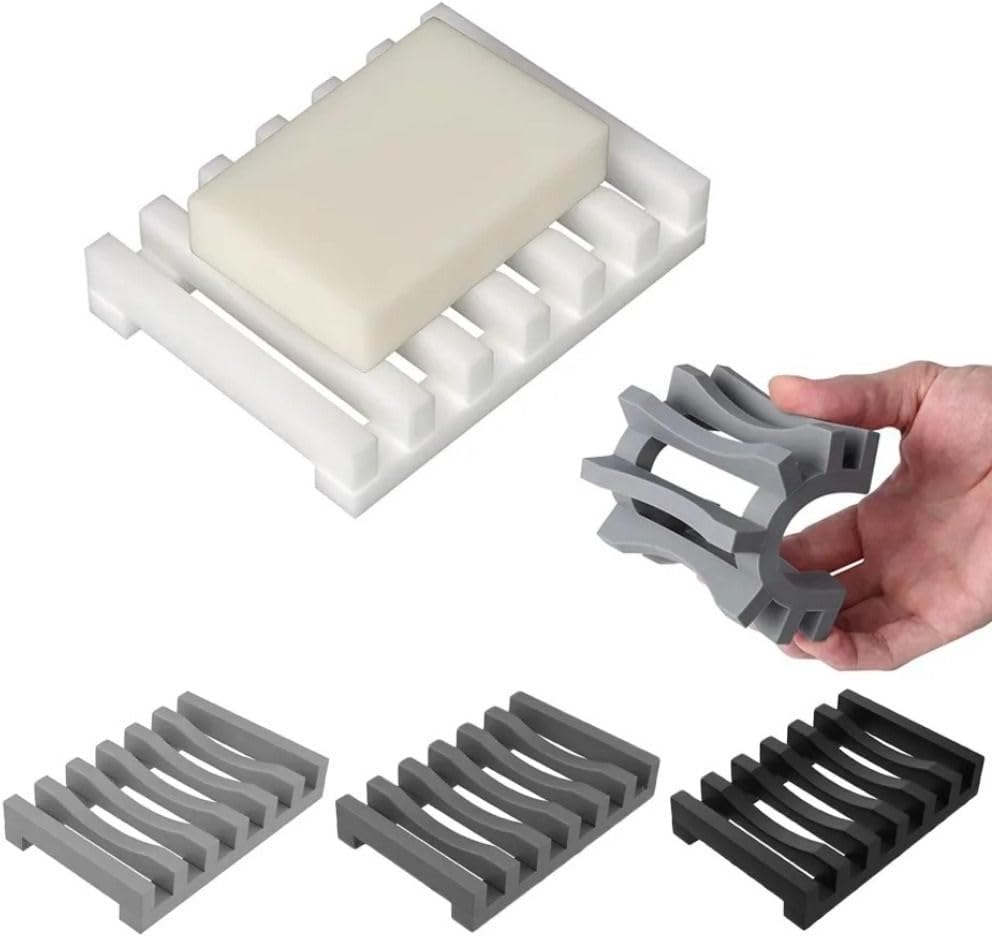 Self Draining Silicone Soap Dish for Shower Bathroom Kitchen