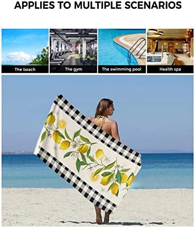 Smile Sunflower 3 Pcs Bath Towel Set - Soft Black Plaid Lemon Linen