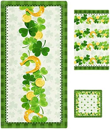 ZOE GARDEN St Patricks Day Towel Set Green Shamrock Microfiber Bath Kitchen Towels