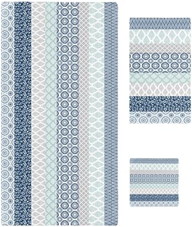 Shine-Home Bohemian Towel Set Decor Blue Grey