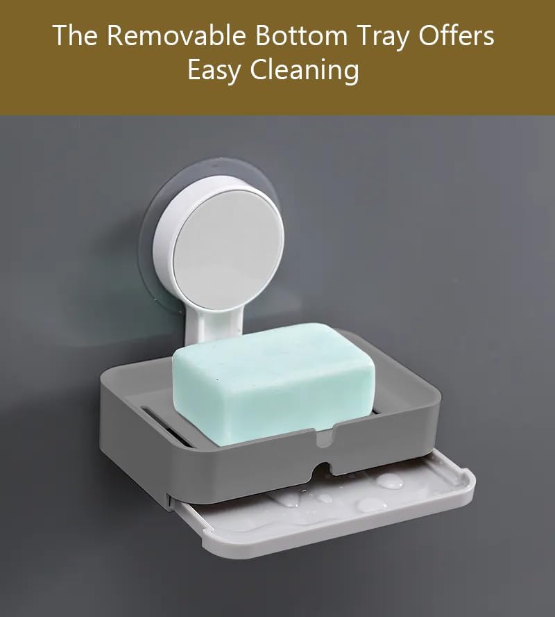 POTENTIA Instant Mount Soap Holder with Dual Drainage