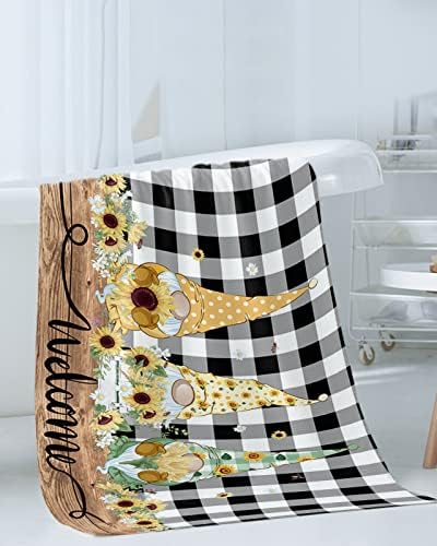 ZOE GARDEN Summer Green Plaid Gnomes Towel Set 3-PC