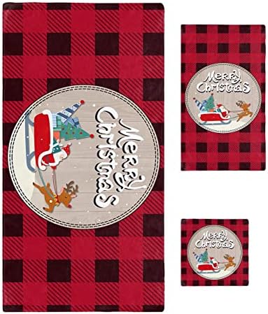 Shine-Home Merry Christmas Elk Sleigh Towel Set for Bathroom