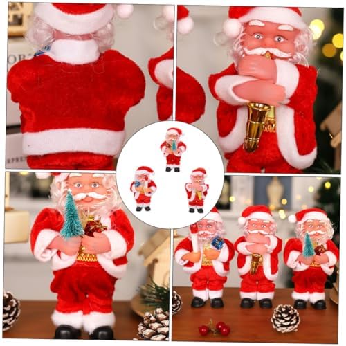 ABOOFAN 3Pcs Electric Santa Claus Christmas Ornament