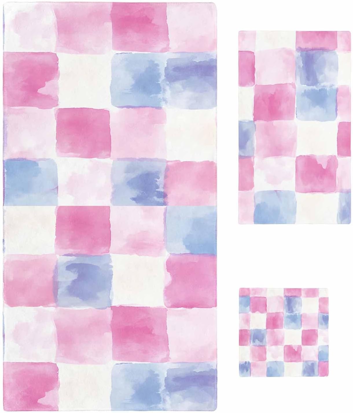 Shine-Home Rainbow Plaid Towel Set for Bathroom 1