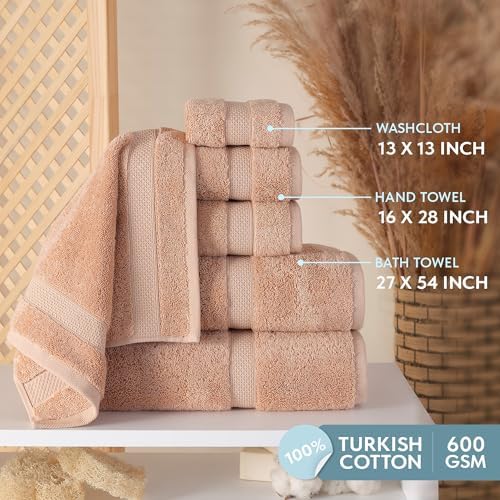 TrendShine Turkish Cotton Towel Set of 6 - Soft Absorbent Bath Towels