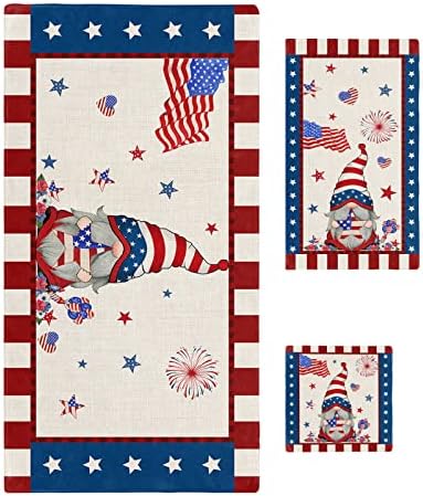 Anzona 4th of July Gnomes 3 Piece Towel Set 1