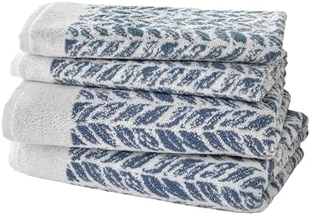 SKL Home Denim Distressed Leaf Towel Set 2 Bath 2 Hand
