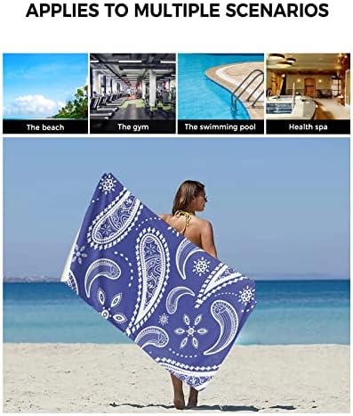 Shine-Home Blue Microfiber Towel Set with Paisley Design
