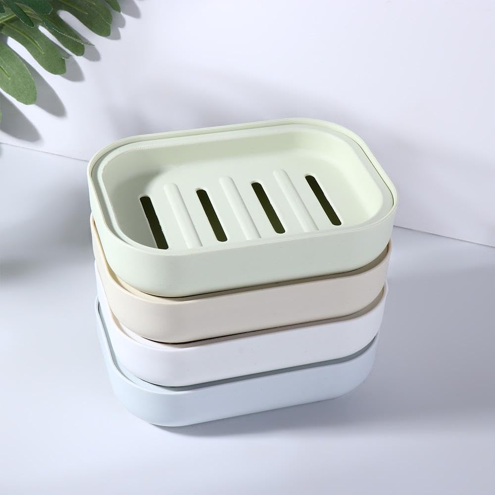 Portable Soap Box with Draining Tray and Non-Slip Base