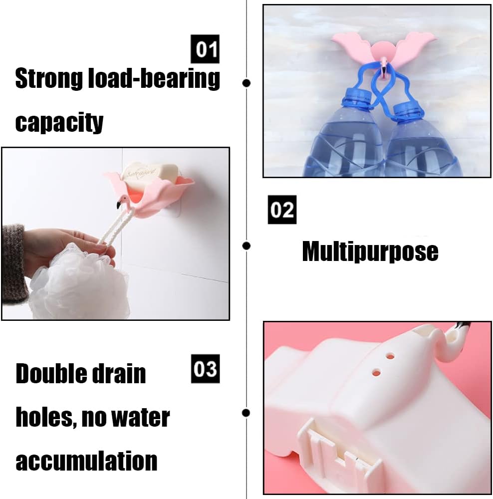 Flamingo Soap Dish Wall Mounted Holder for Home Kitchen Bathroom