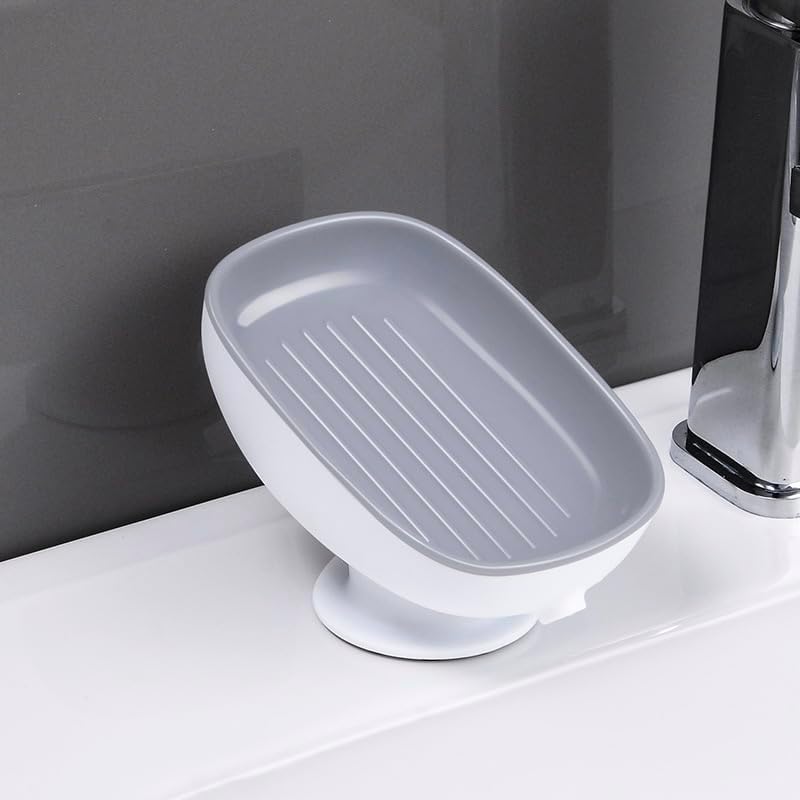 Self-Draining Suction Cup Soap Dish for Shower 1