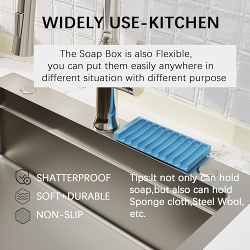 Nirxubla Flexible Silicone Soap Holder for Bathroom Kitchen Blue