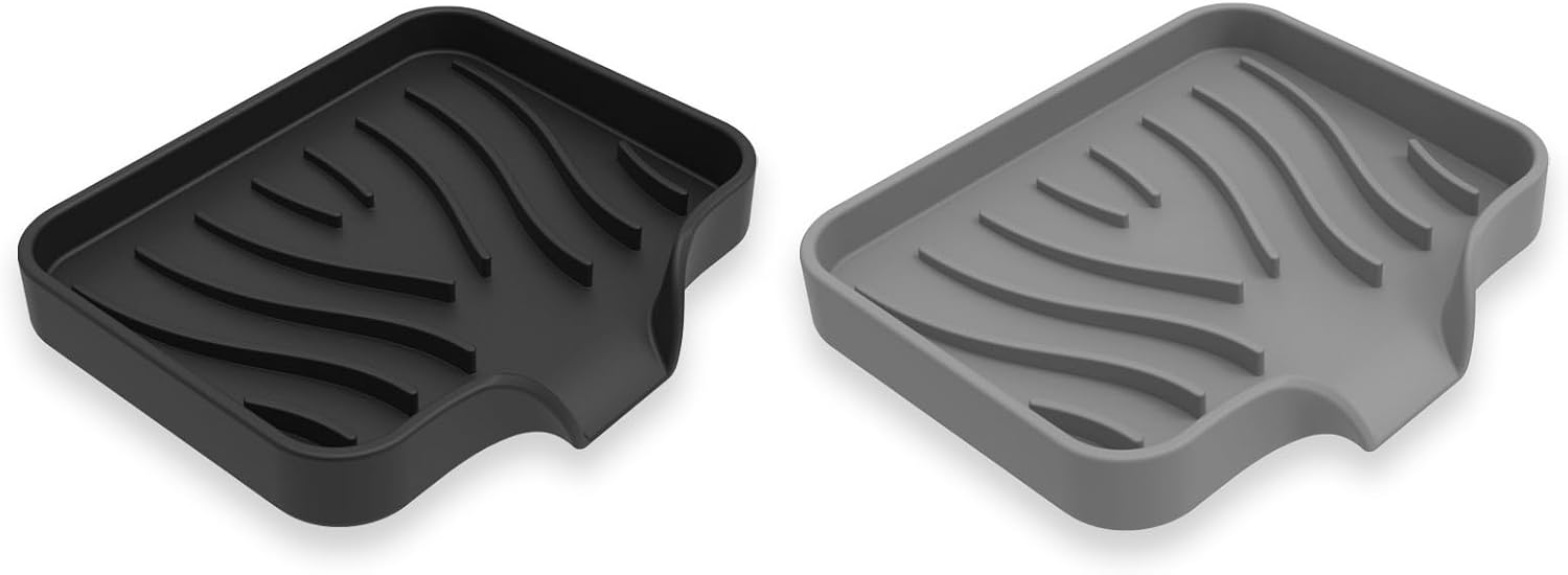 Silicone Soap Dish 2-Pack Black Gray