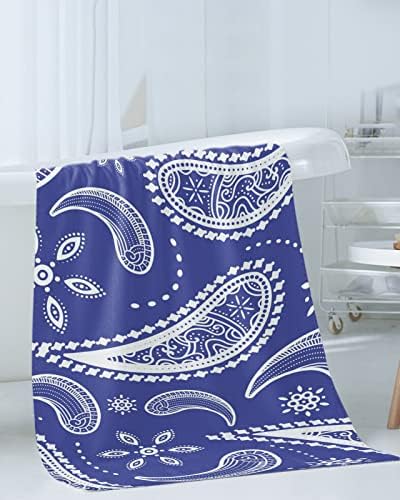 Shine-Home Blue Microfiber Towel Set with Paisley Design