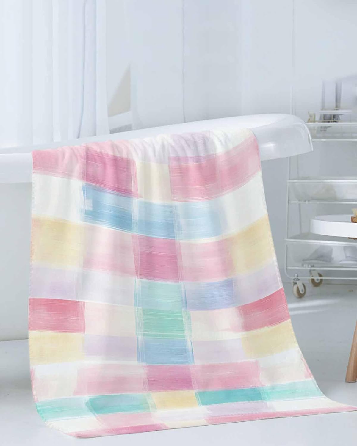 Shine-Home Punk Blue Check Towel Set for Bathroom 1