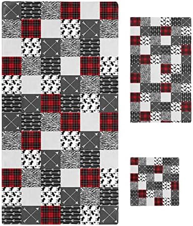 Shine-Home Geometric Check Patchwork Towel Set