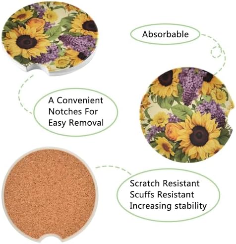 Takiito Sunflowers Car Coasters 2 Pack