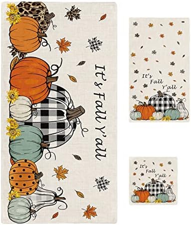 Chees D Zone Bath Towel Sets with Plaid Pumpkin Design