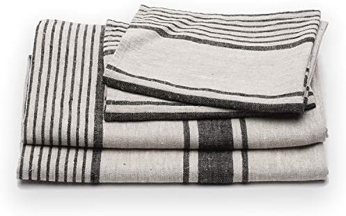 LinenMe Bath and Hand Towel Set Black Striped