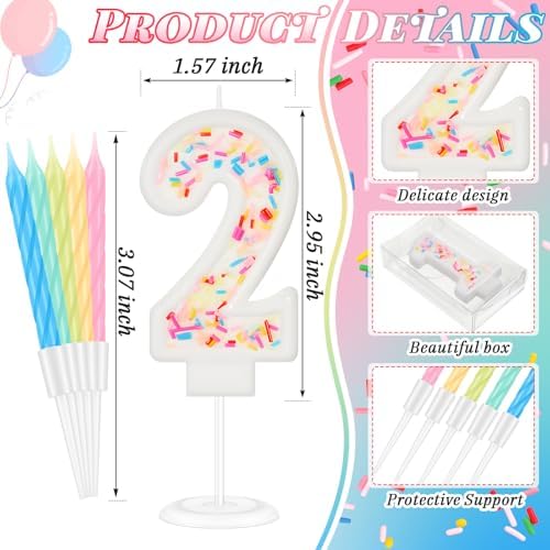 MTLEE Happy Birthday Candle with Sprinkles 3D Number Cake Topper