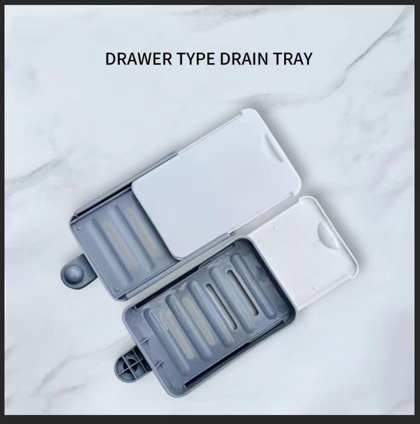 Wall Mount Soap Dish with Drainer Tray Grey