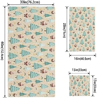Christmas Bath Towel Set of 3 - Santa Tree Pattern