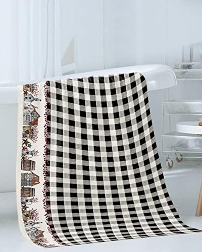 Shine-Home Rustic Black Buffalo Check Towel Set 1