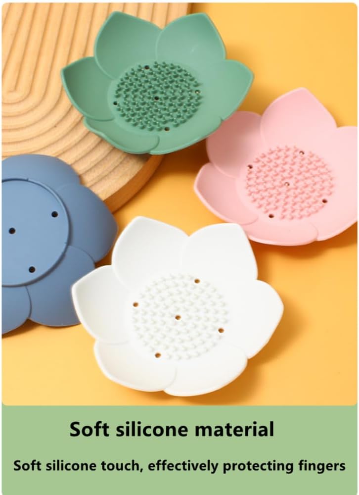 GXMRHWY Silicone Soap Dish Flower Shape White