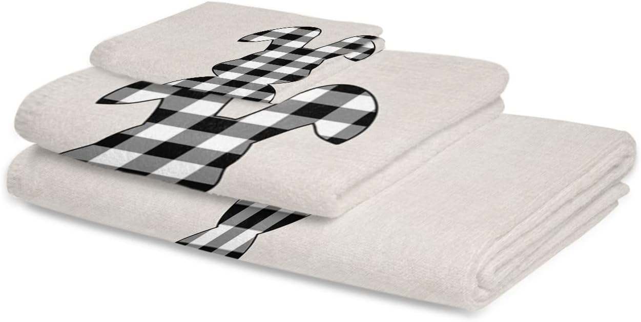 Anzona Easter Plaid Bunny 3-Piece Bath Towel Set 1