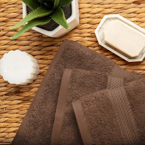 Superior Egyptian Cotton Pile 3 Piece Towel Set in Chocolate