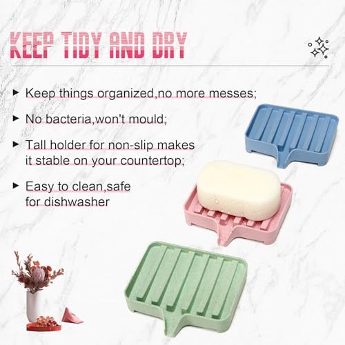 3PCS Self Draining Soap Dish and Tray for Bathroom Sink