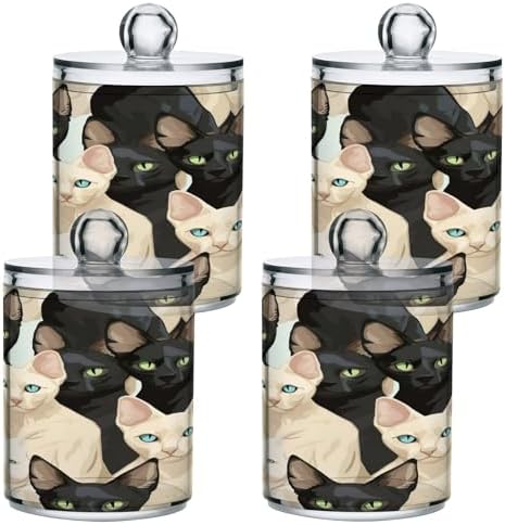 YETTASBIN Cat Clear Storage Jars 2 Pack for Bathroom Vanity Organization
