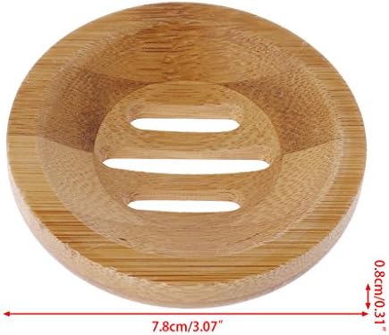 TENYELE Natural Wooden Soap Tray Holder Round Storage
