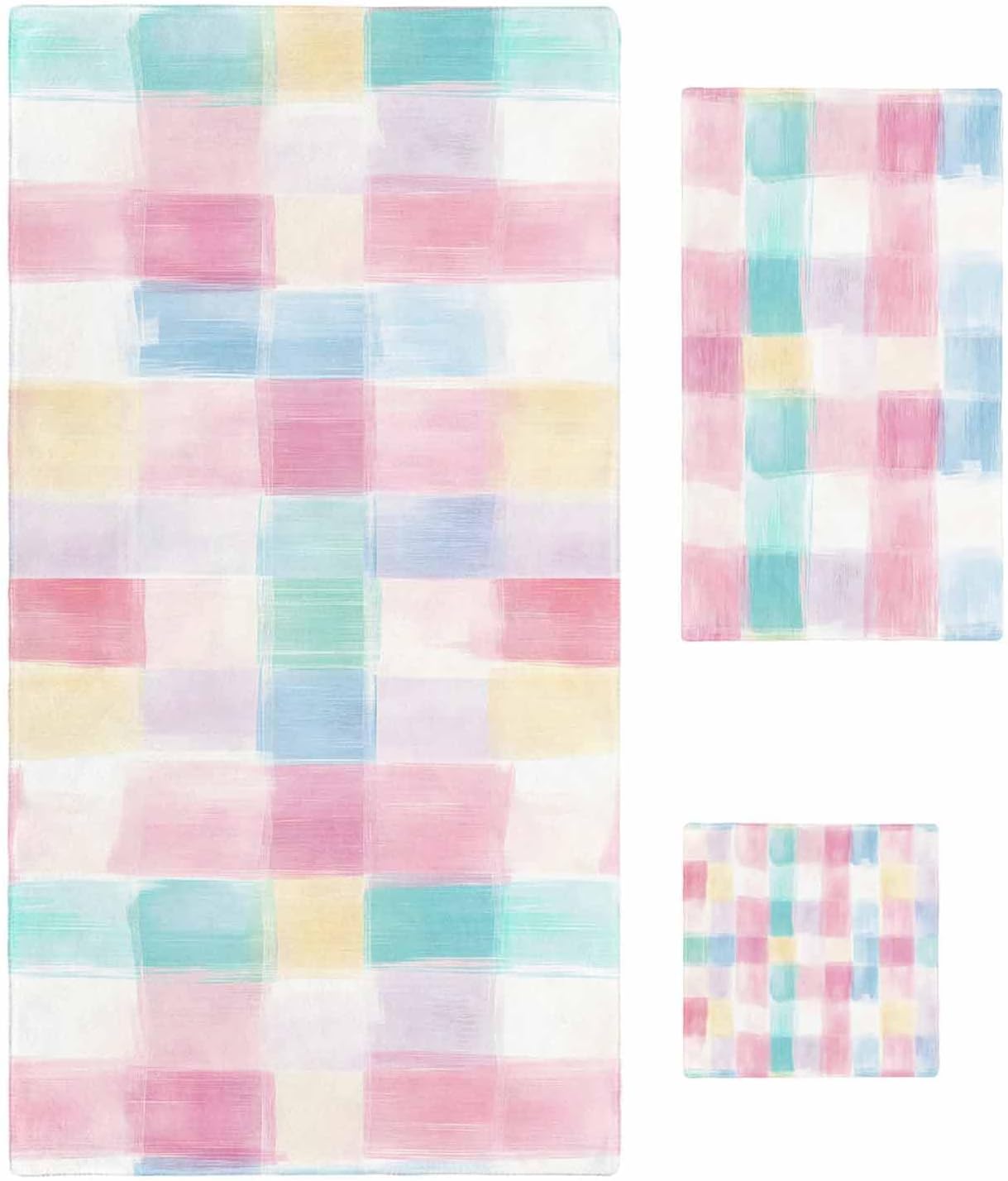 Shine-Home Punk Blue Check Towel Set for Bathroom 1