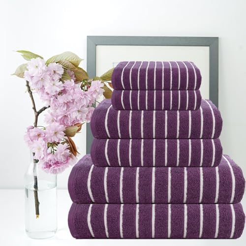 CASA COPENHAGEN 6 Piece Towel Set Dark Purple