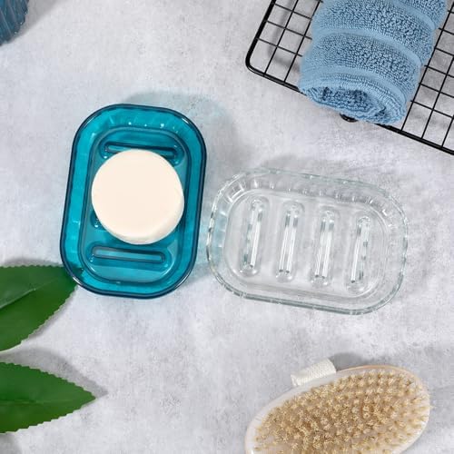 Qianyu 2 Pcs Clear Soap Saver Holder for Bathroom and Kitchen