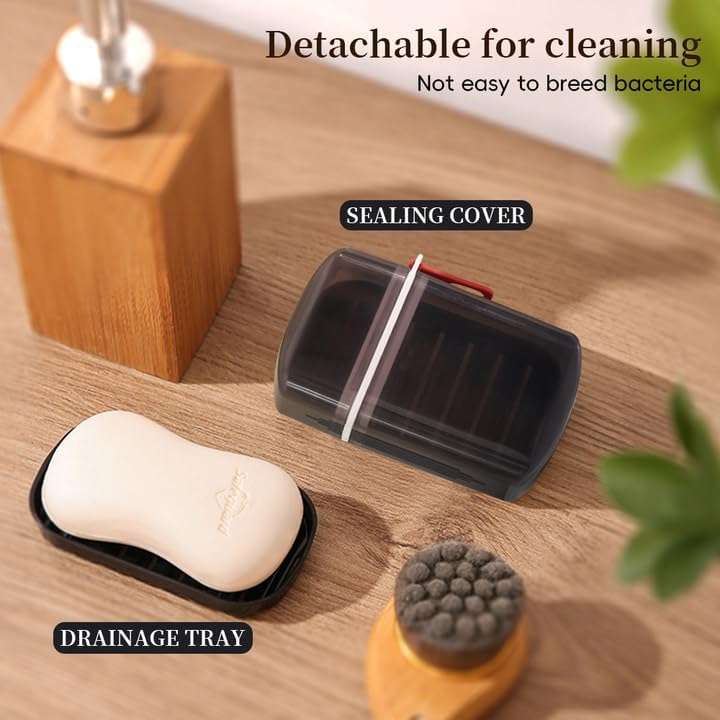 Travel Soap Holder with Leak Proof Lid and Drainage Tray