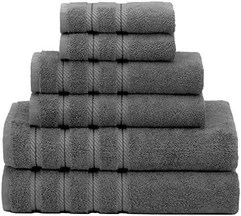 American Soft Linen 6-Piece Towel Set - 590 GSM Heavy Weight Smoke Grey