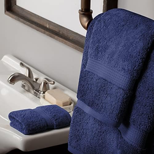 Superior Egyptian Cotton Pile 3 Piece Towel Set Navy Blue