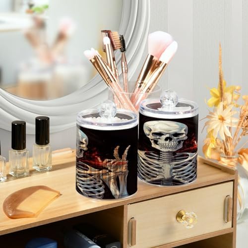 YETTASBIN Skeleton Clear Plastic Apothecary Jars 2 Pack