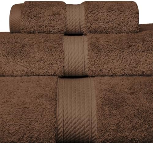 Superior Egyptian Cotton Pile 3 Piece Towel Set in Chocolate
