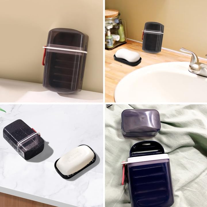 Travel Soap Holder with Leak Proof Lid and Drainage Tray
