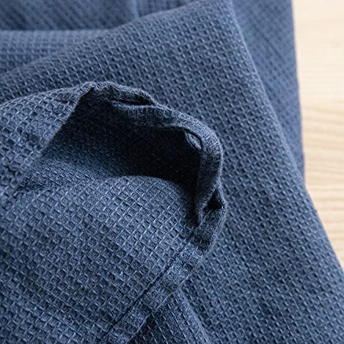 LinenMe 07799 Waffle Washed Linen Towel Set Indigo