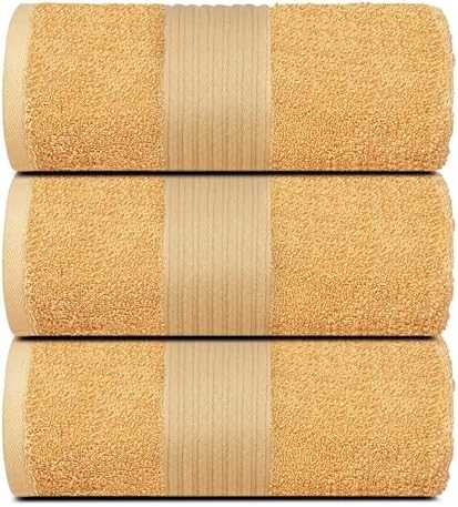 Dewall Maisons Beige 3-Piece Cotton Bath Towel Set